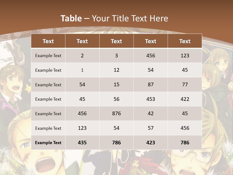 A Group Of Anime Characters With A Brown Background PowerPoint Template