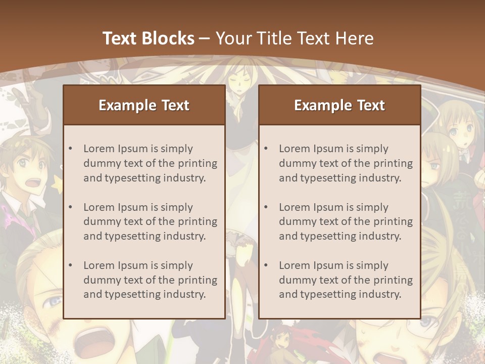 A Group Of Anime Characters With A Brown Background PowerPoint Template