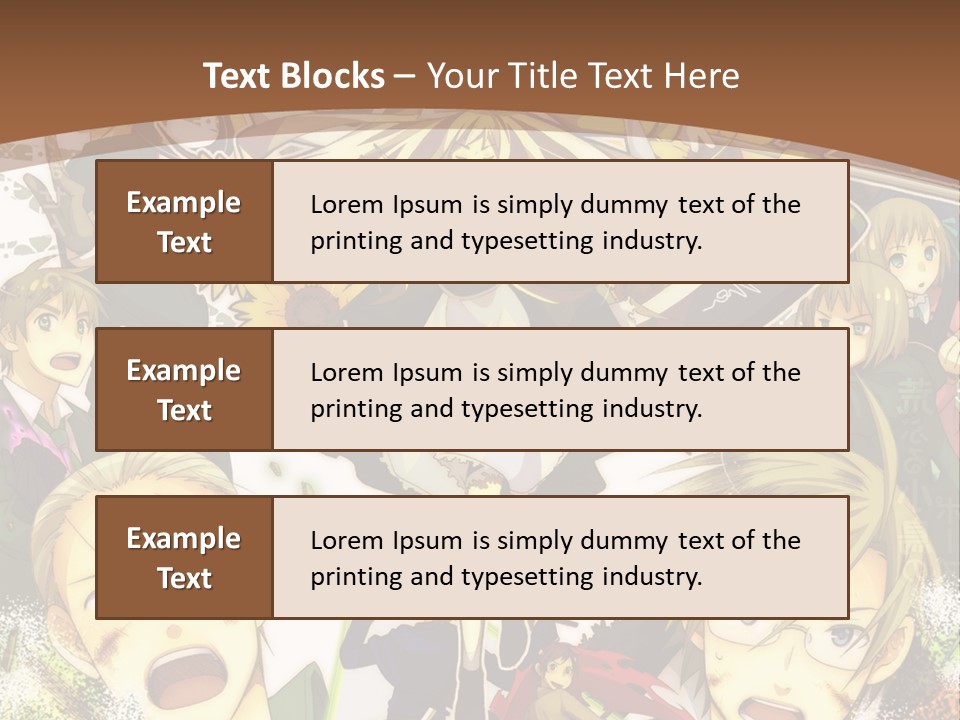 A Group Of Anime Characters With A Brown Background PowerPoint Template