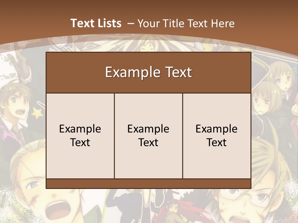 A Group Of Anime Characters With A Brown Background PowerPoint Template