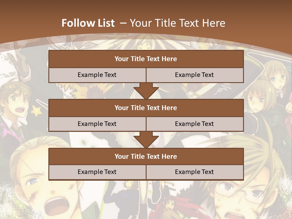 A Group Of Anime Characters With A Brown Background PowerPoint Template