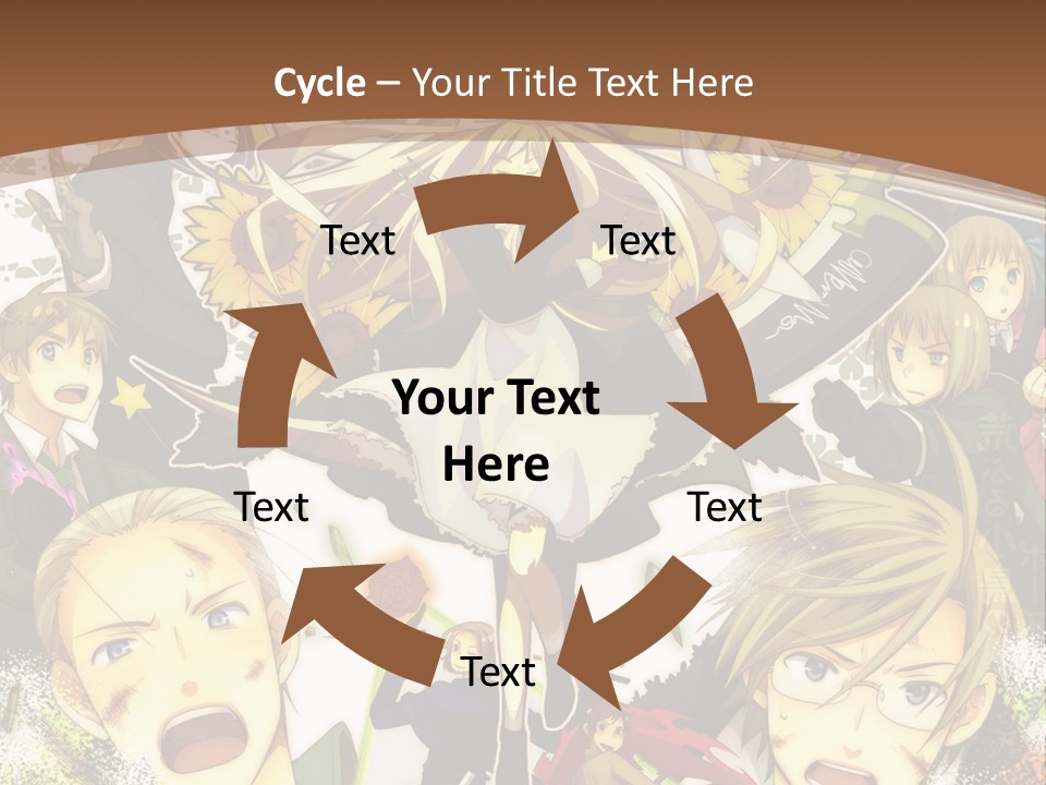 A Group Of Anime Characters With A Brown Background PowerPoint Template