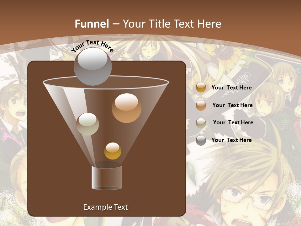 A Group Of Anime Characters With A Brown Background PowerPoint Template