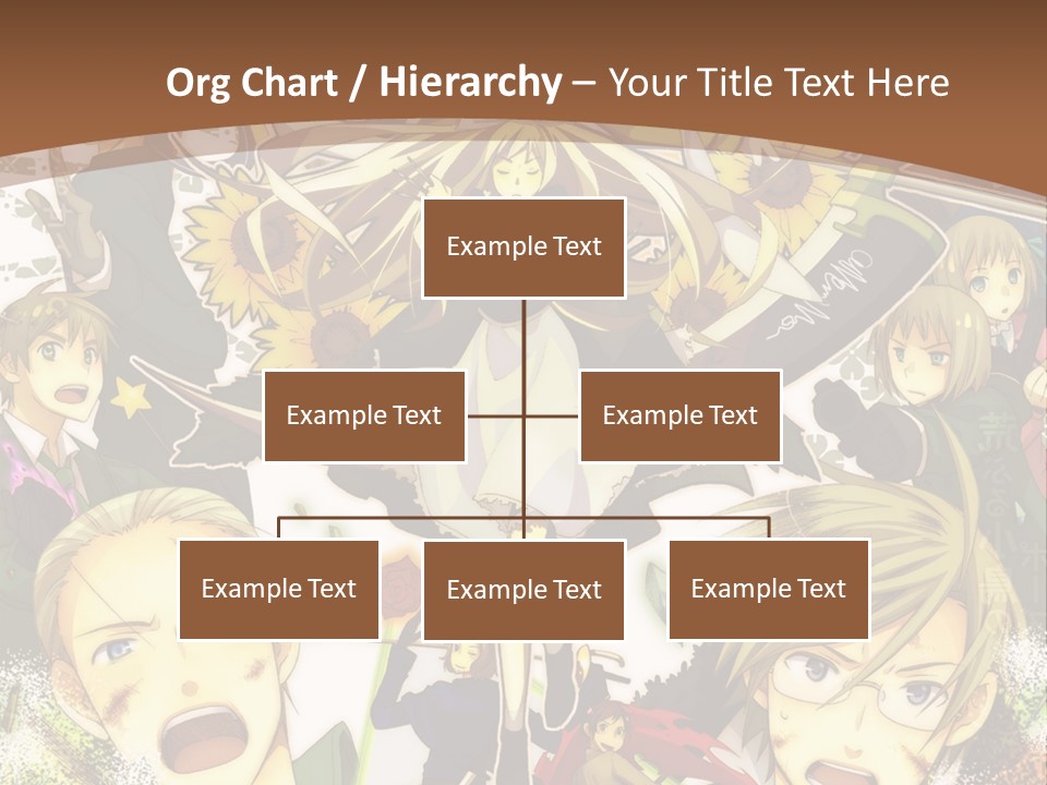 A Group Of Anime Characters With A Brown Background PowerPoint Template