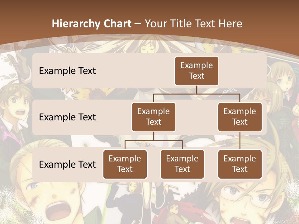 A Group Of Anime Characters With A Brown Background PowerPoint Template