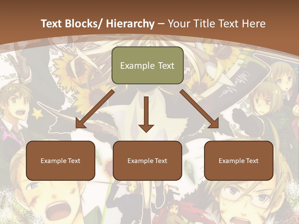 A Group Of Anime Characters With A Brown Background PowerPoint Template