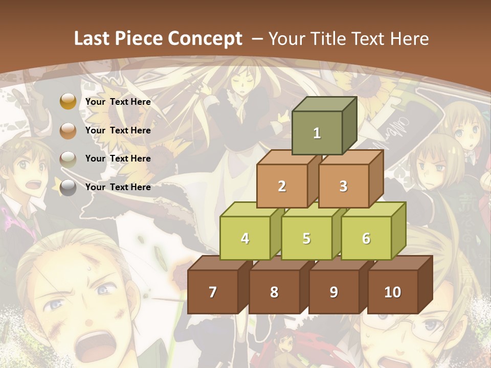 A Group Of Anime Characters With A Brown Background PowerPoint Template