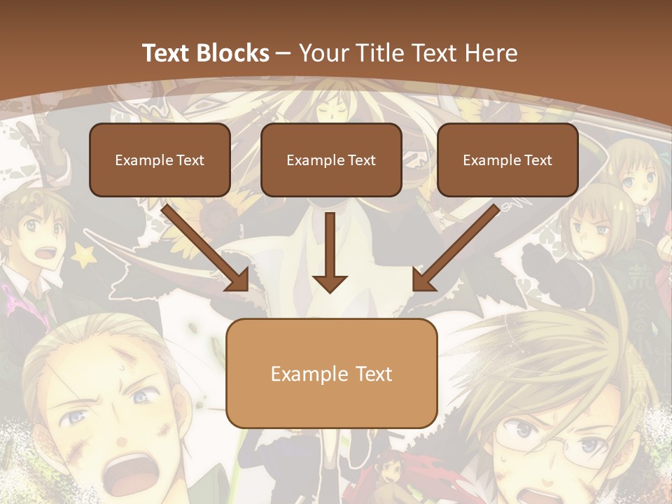A Group Of Anime Characters With A Brown Background PowerPoint Template