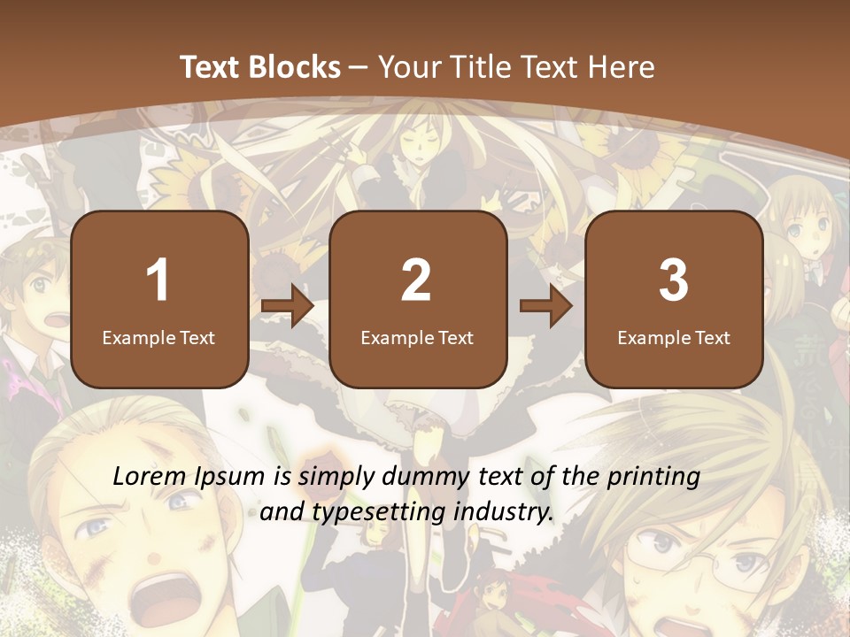 A Group Of Anime Characters With A Brown Background PowerPoint Template