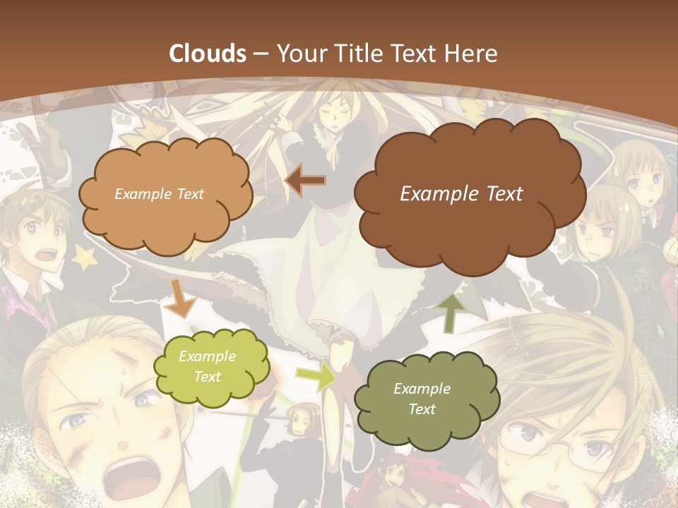 A Group Of Anime Characters With A Brown Background PowerPoint Template