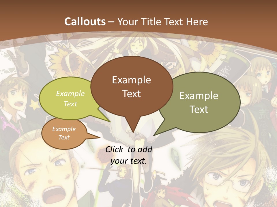 A Group Of Anime Characters With A Brown Background PowerPoint Template
