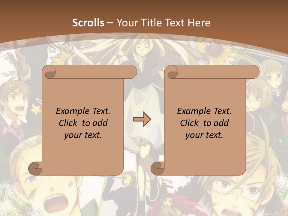A Group Of Anime Characters With A Brown Background PowerPoint Template