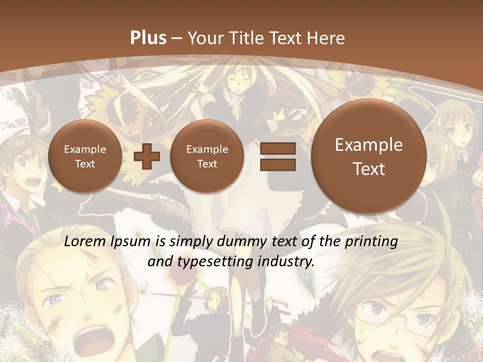 A Group Of Anime Characters With A Brown Background PowerPoint Template