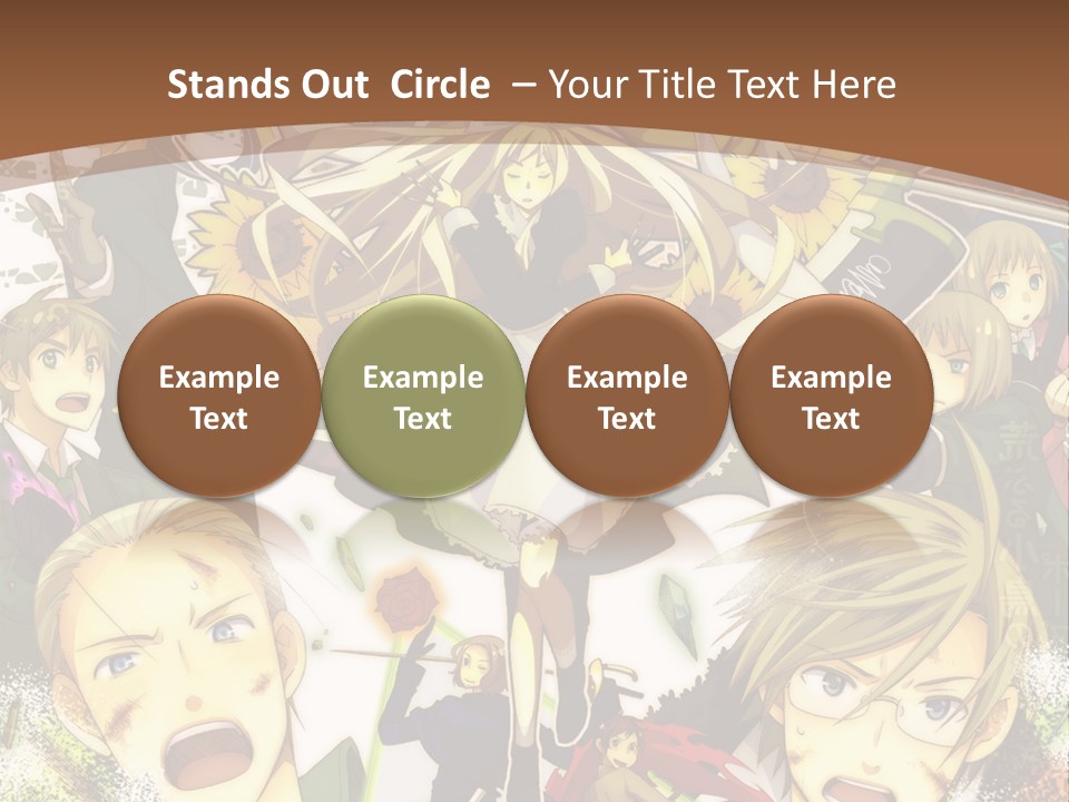 A Group Of Anime Characters With A Brown Background PowerPoint Template