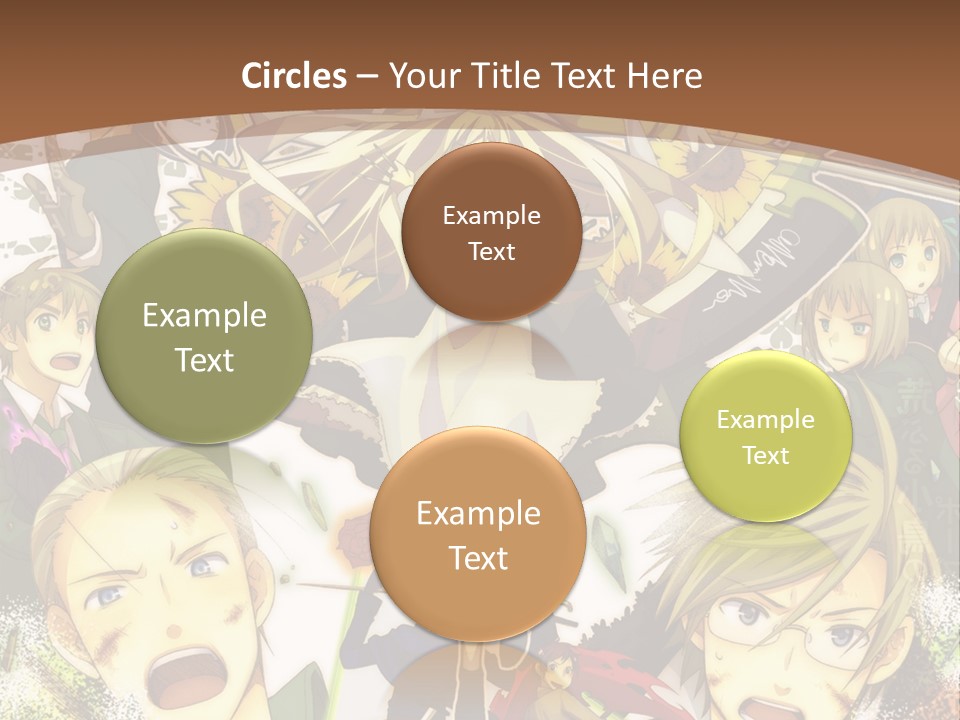 A Group Of Anime Characters With A Brown Background PowerPoint Template