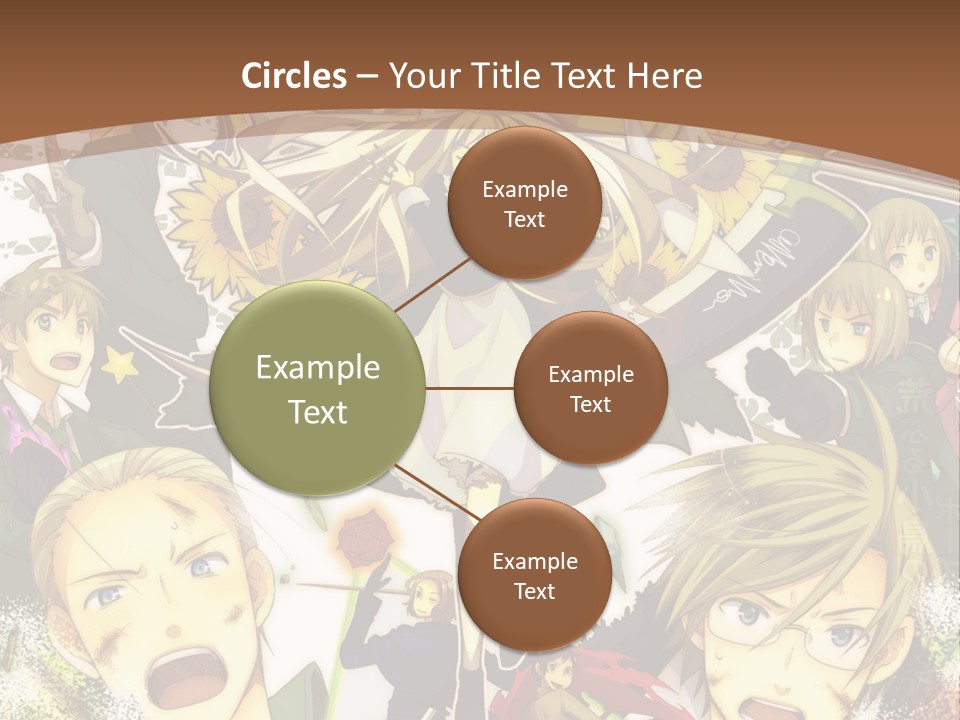 A Group Of Anime Characters With A Brown Background PowerPoint Template