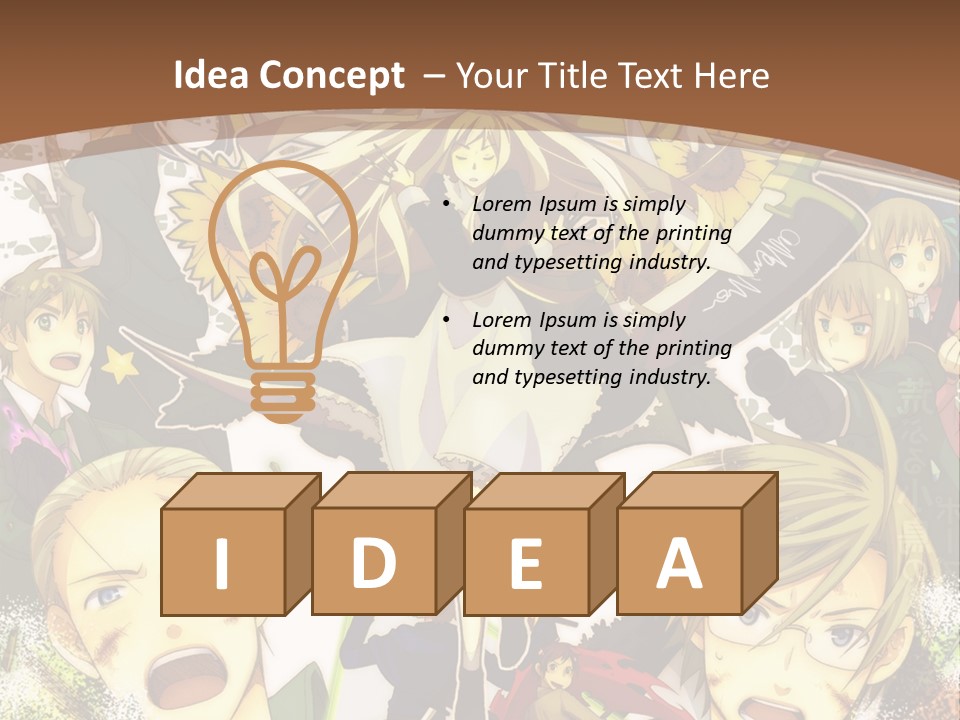A Group Of Anime Characters With A Brown Background PowerPoint Template