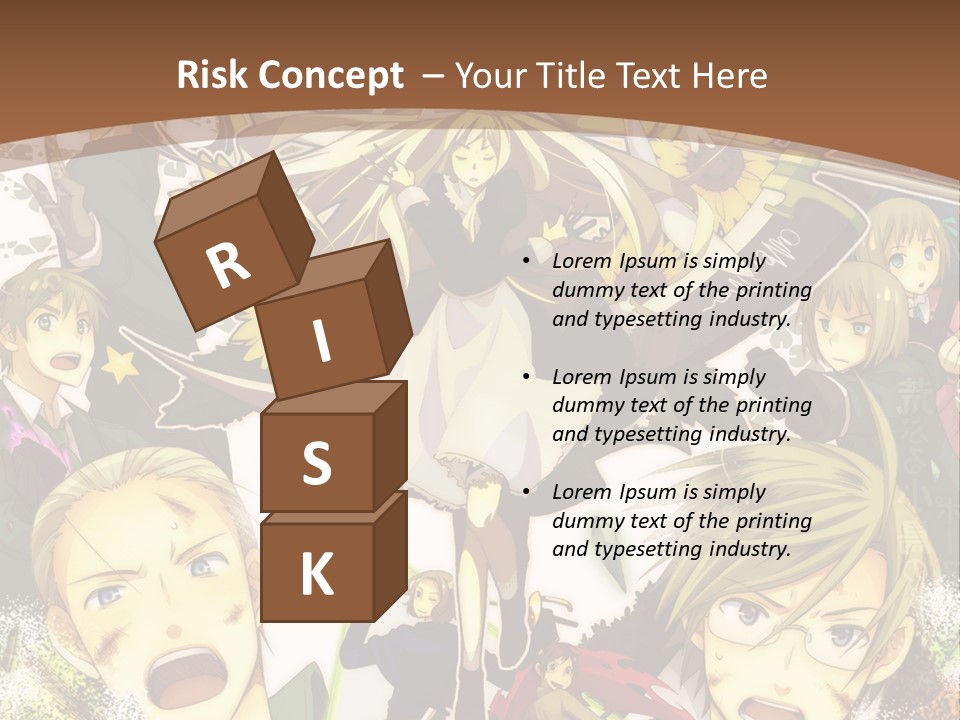A Group Of Anime Characters With A Brown Background PowerPoint Template