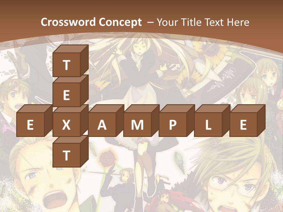 A Group Of Anime Characters With A Brown Background PowerPoint Template