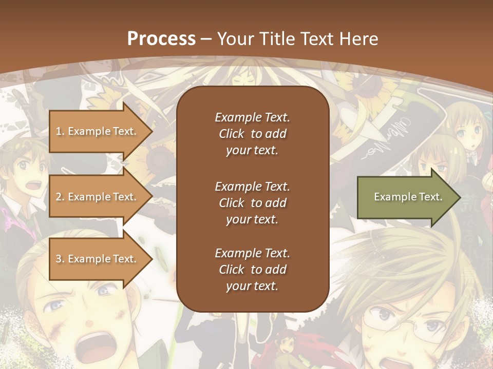 A Group Of Anime Characters With A Brown Background PowerPoint Template