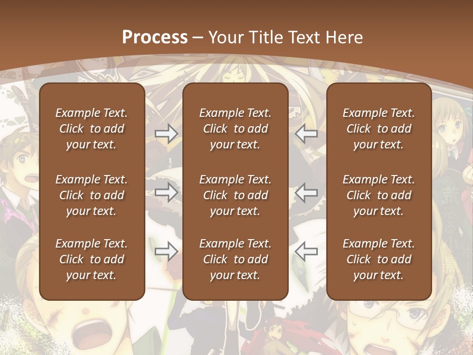 A Group Of Anime Characters With A Brown Background PowerPoint Template