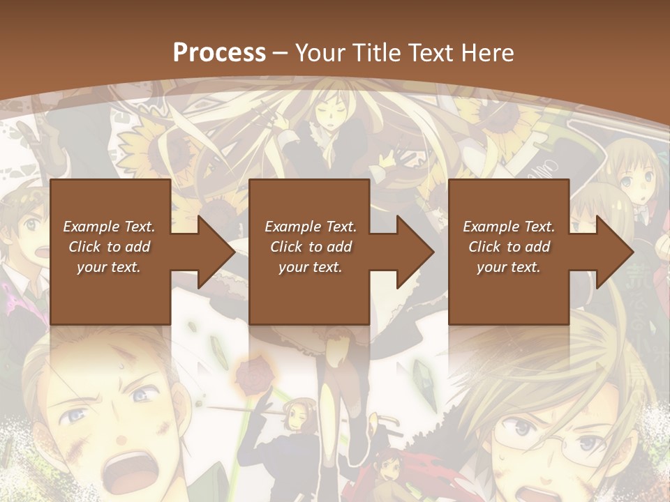 A Group Of Anime Characters With A Brown Background PowerPoint Template