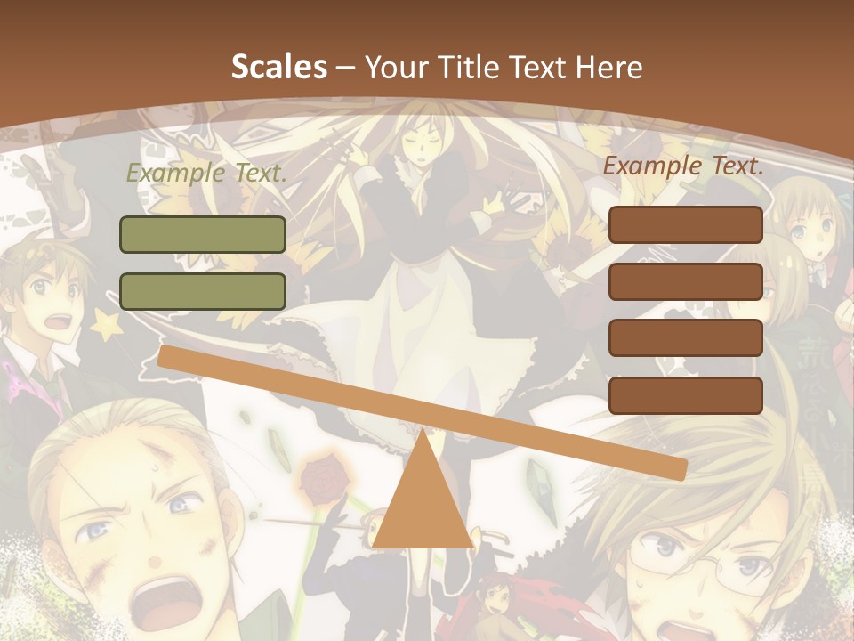 A Group Of Anime Characters With A Brown Background PowerPoint Template
