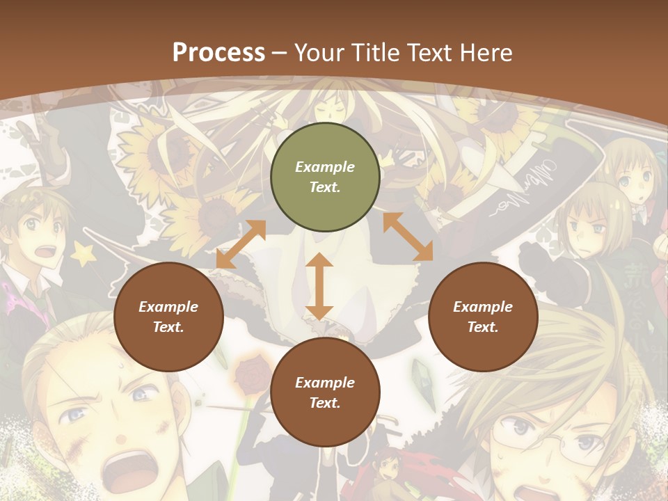 A Group Of Anime Characters With A Brown Background PowerPoint Template