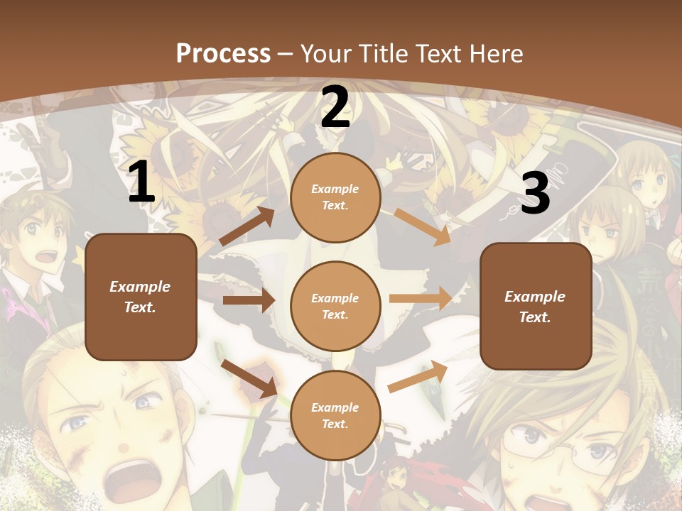 A Group Of Anime Characters With A Brown Background PowerPoint Template