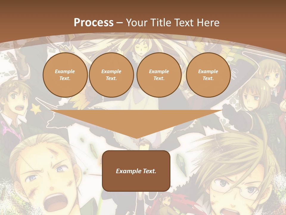 A Group Of Anime Characters With A Brown Background PowerPoint Template