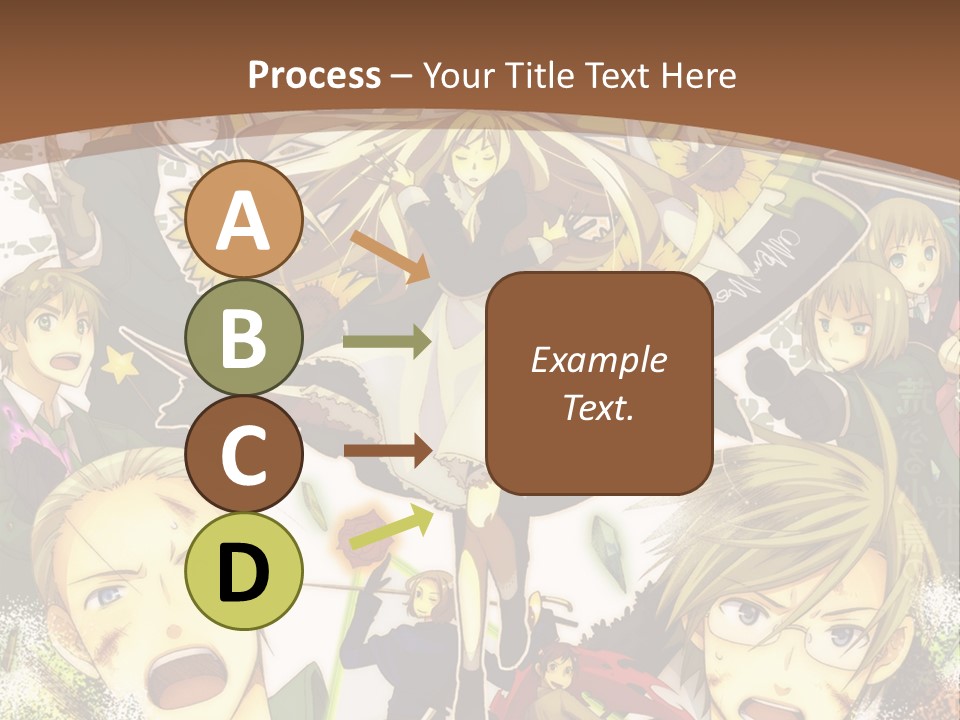 A Group Of Anime Characters With A Brown Background PowerPoint Template