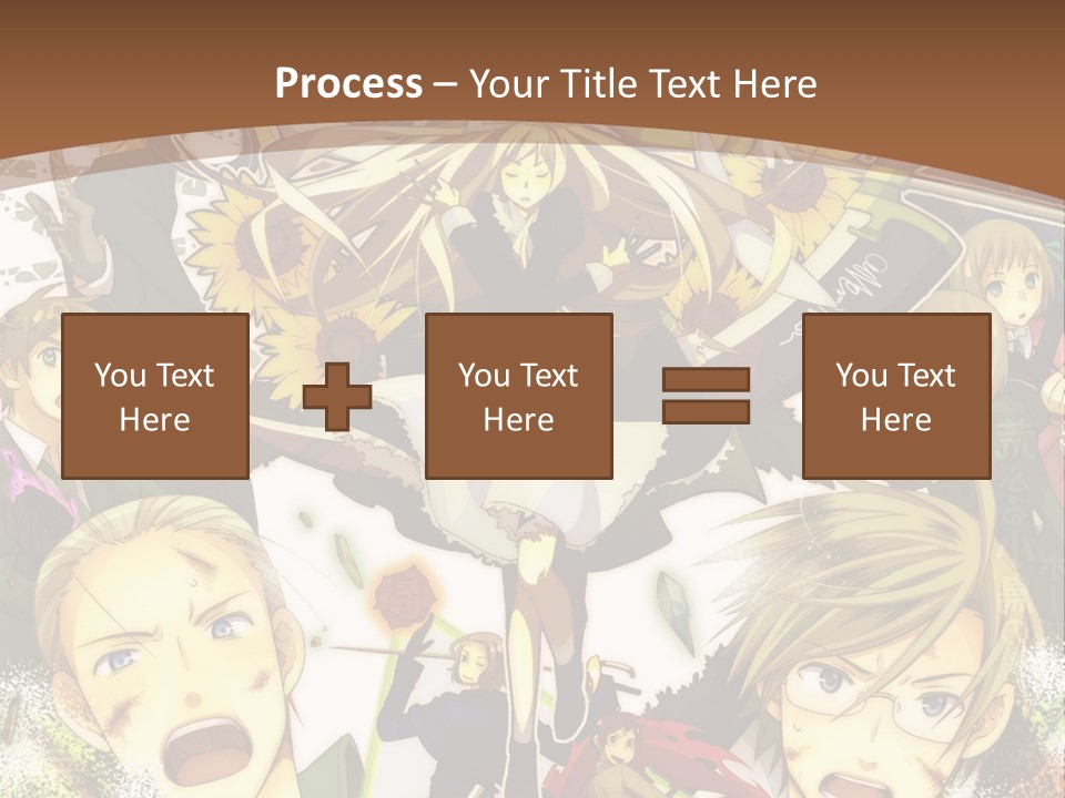 A Group Of Anime Characters With A Brown Background PowerPoint Template