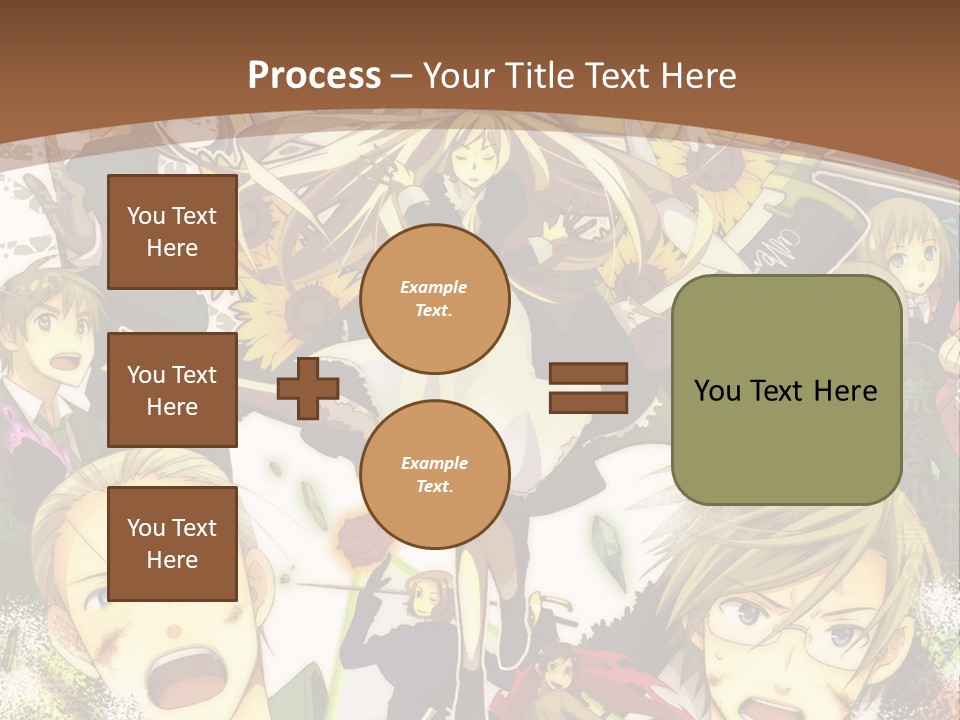 A Group Of Anime Characters With A Brown Background PowerPoint Template