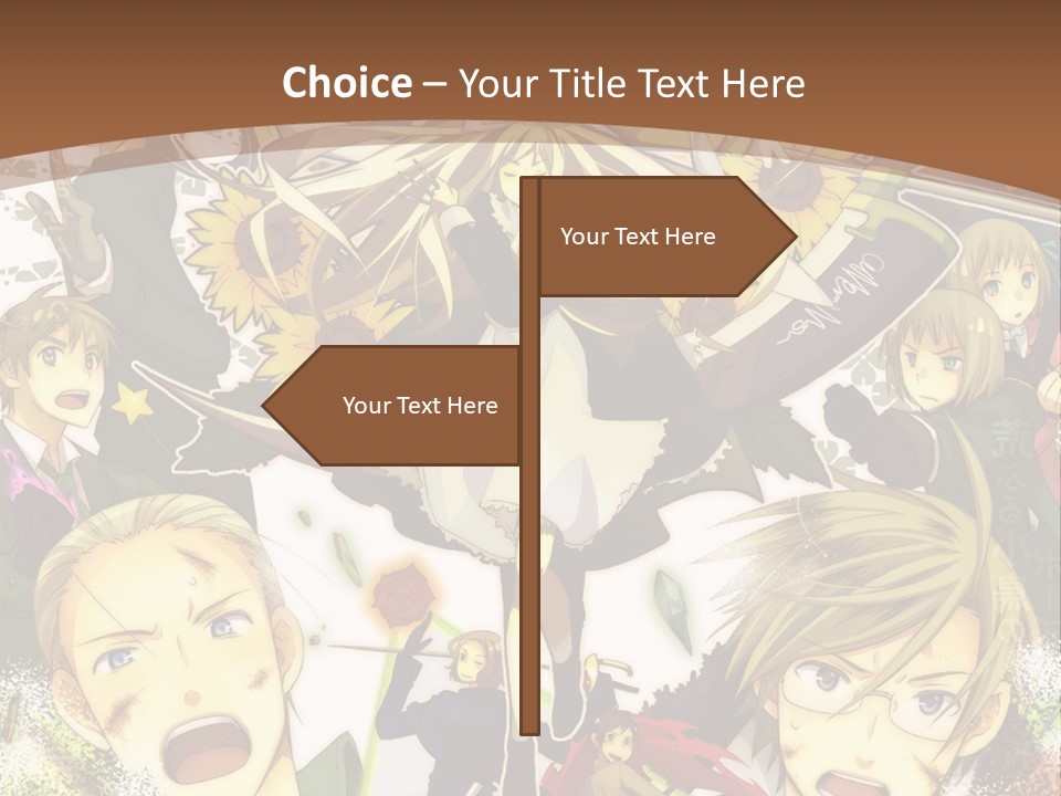 A Group Of Anime Characters With A Brown Background PowerPoint Template