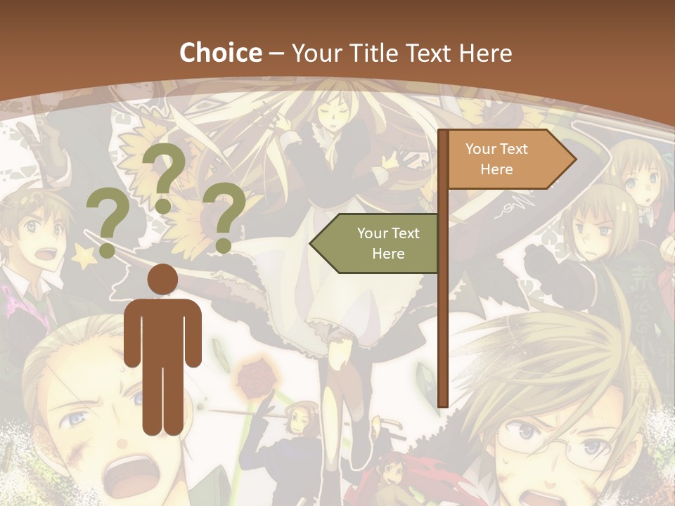 A Group Of Anime Characters With A Brown Background PowerPoint Template