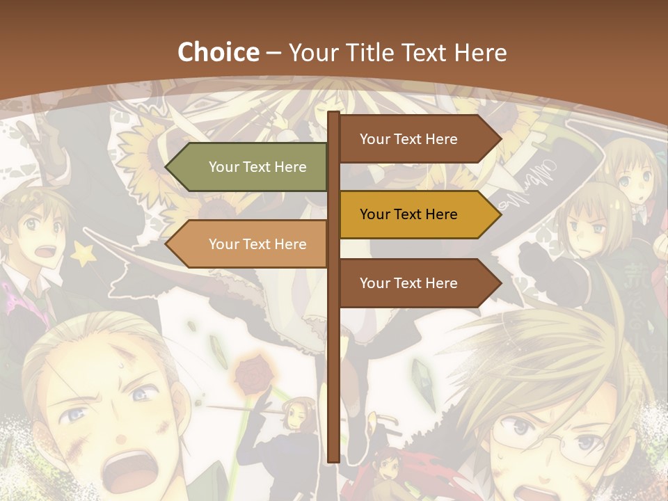 A Group Of Anime Characters With A Brown Background PowerPoint Template
