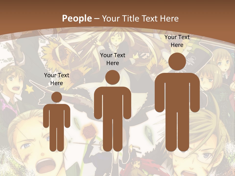 A Group Of Anime Characters With A Brown Background PowerPoint Template