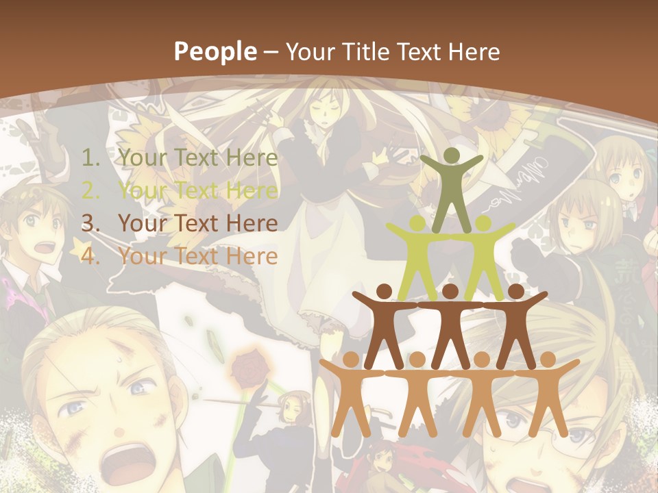 A Group Of Anime Characters With A Brown Background PowerPoint Template