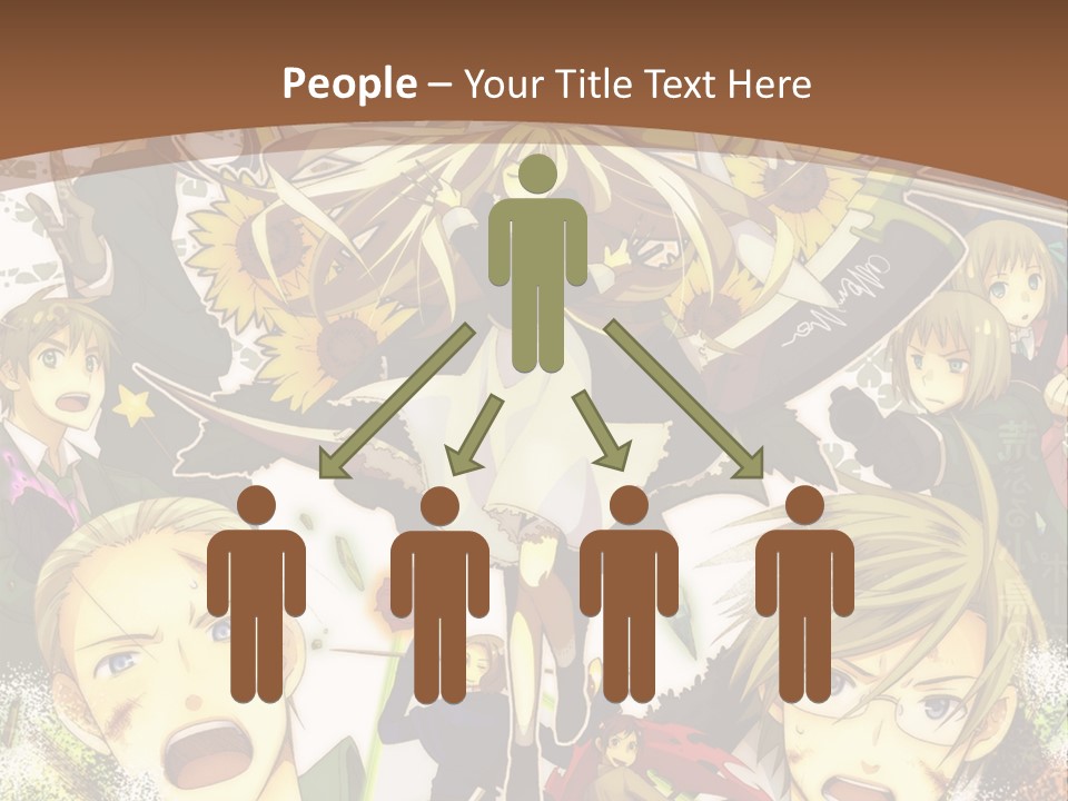 A Group Of Anime Characters With A Brown Background PowerPoint Template