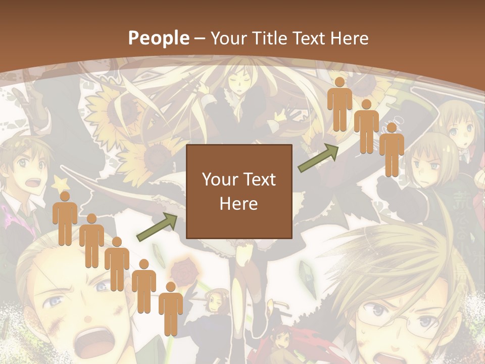 A Group Of Anime Characters With A Brown Background PowerPoint Template