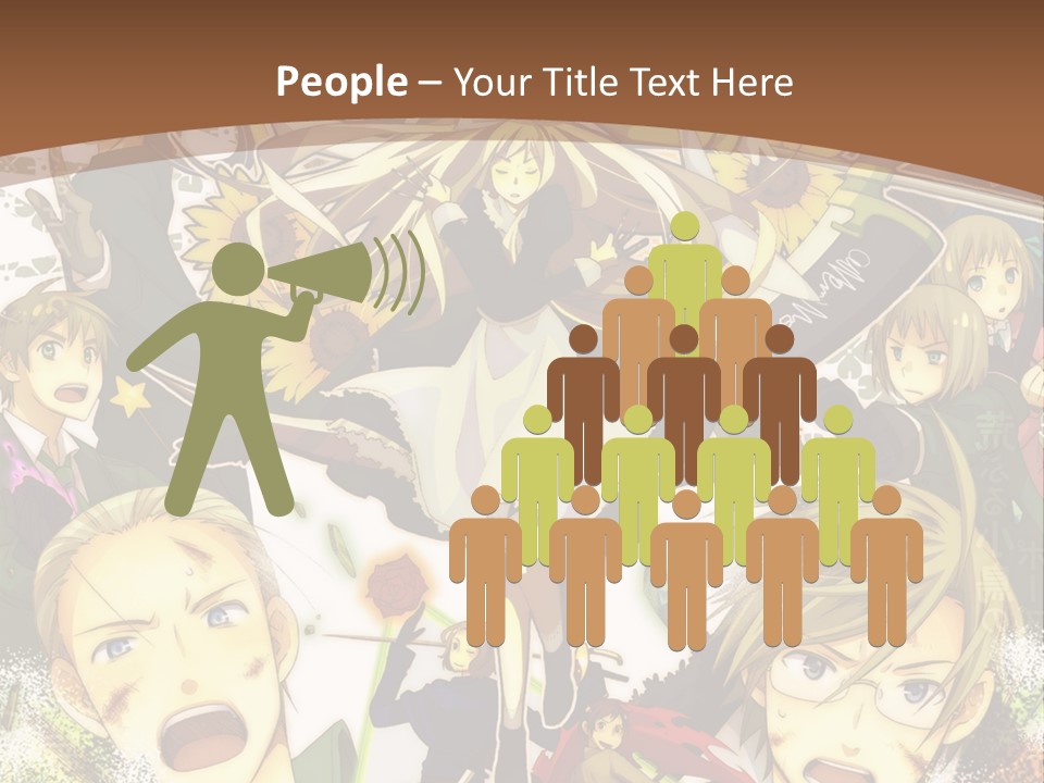 A Group Of Anime Characters With A Brown Background PowerPoint Template