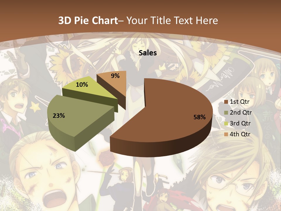 A Group Of Anime Characters With A Brown Background PowerPoint Template