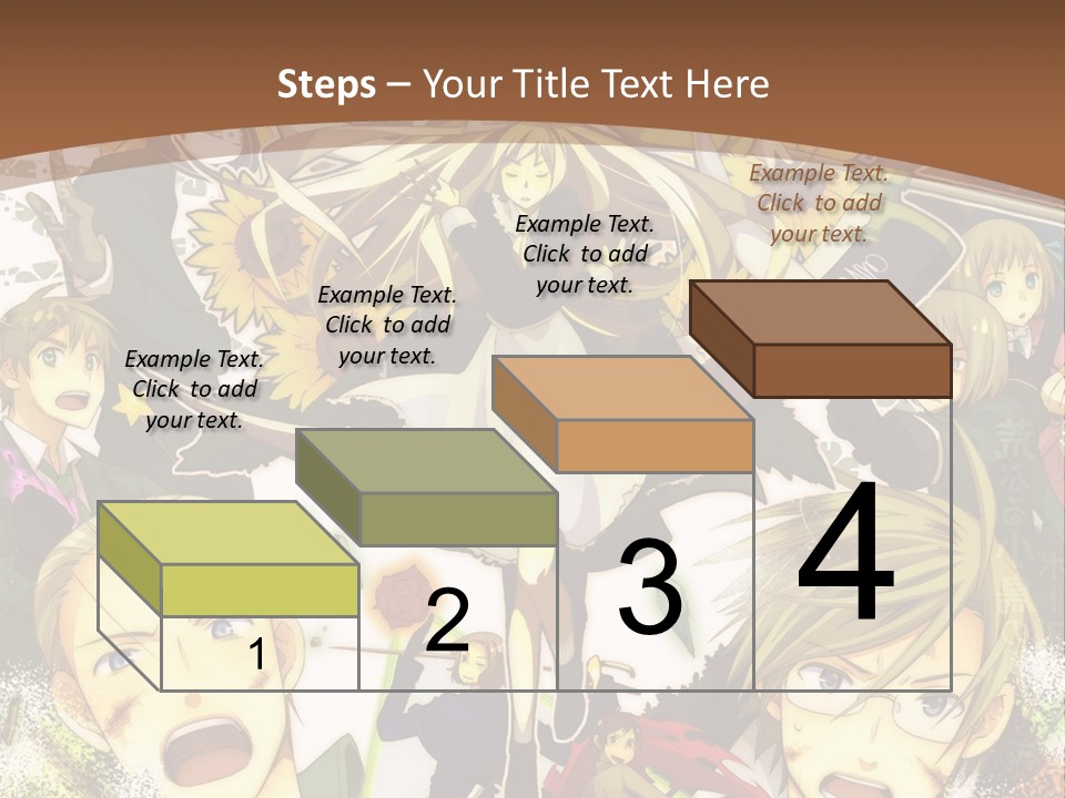 A Group Of Anime Characters With A Brown Background PowerPoint Template