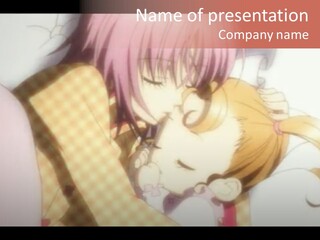 A Couple Of Anime Characters Hugging Each Other PowerPoint Template