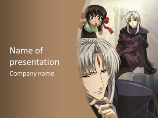 A Group Of Anime Characters With A Brown Background PowerPoint Template