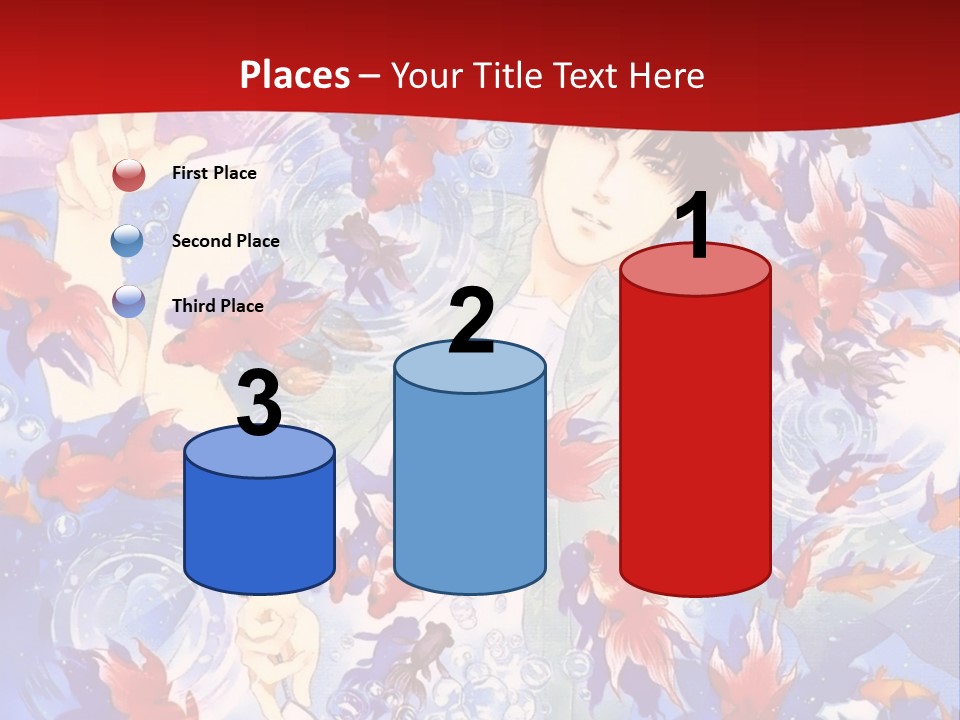 Two People Surrounded By Fish Powerpoint Template PowerPoint Template