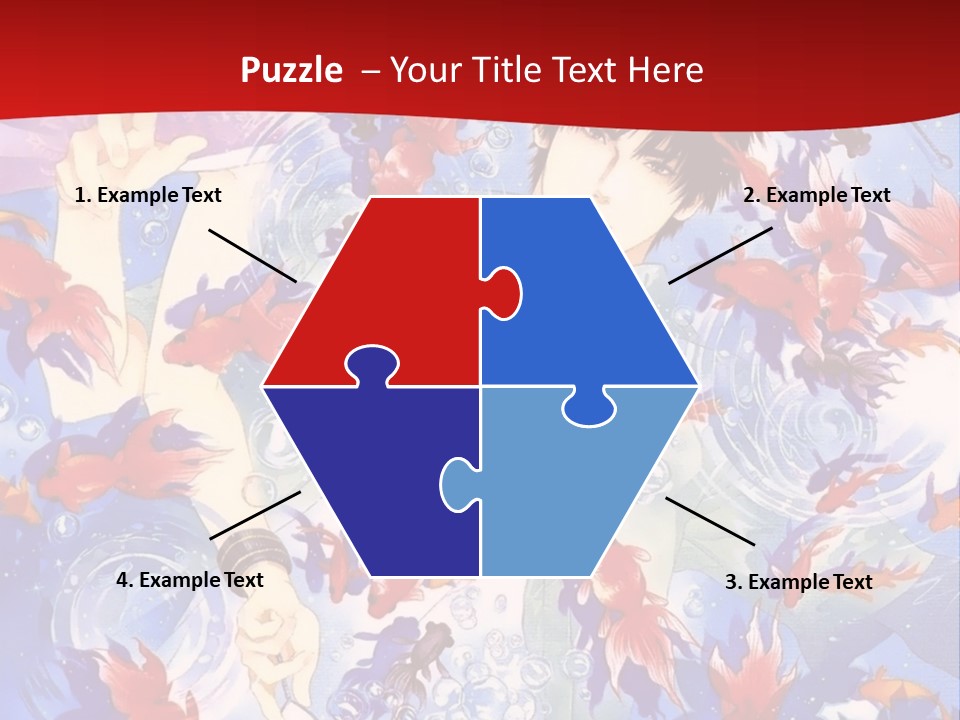 Two People Surrounded By Fish Powerpoint Template PowerPoint Template