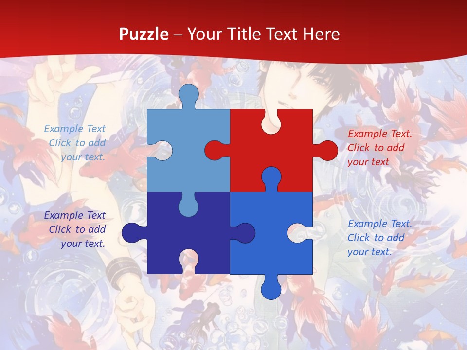 Two People Surrounded By Fish Powerpoint Template PowerPoint Template