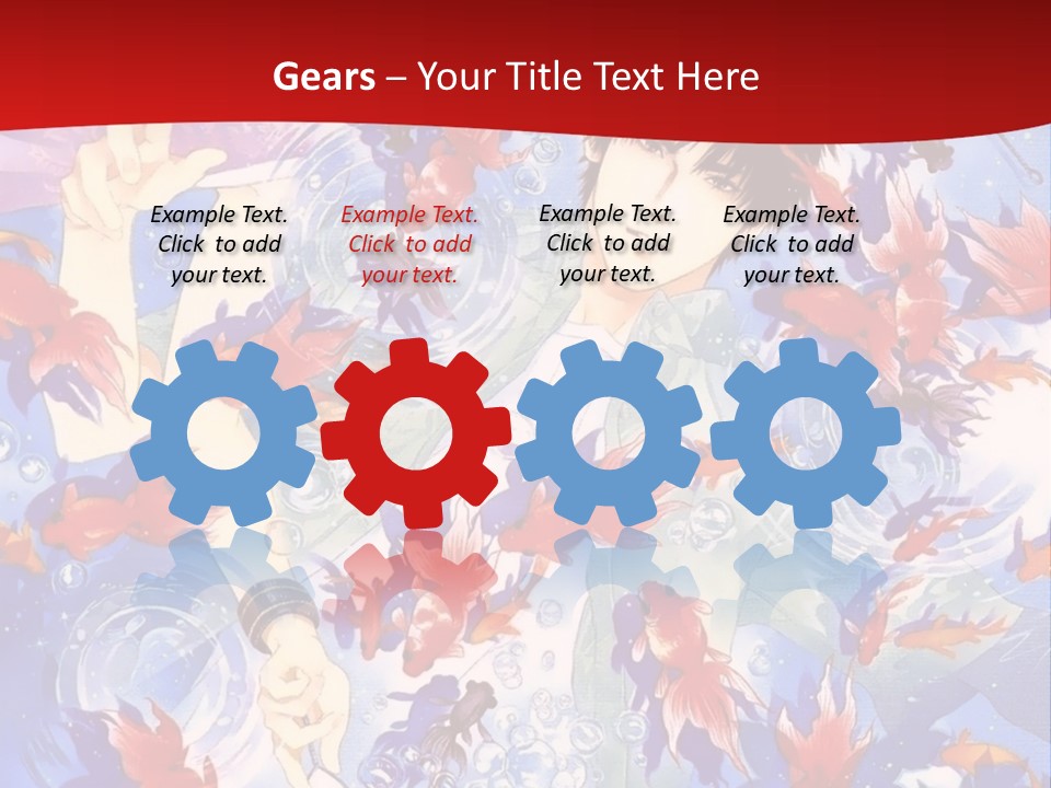 Two People Surrounded By Fish Powerpoint Template PowerPoint Template