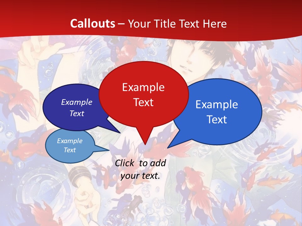 Two People Surrounded By Fish Powerpoint Template PowerPoint Template